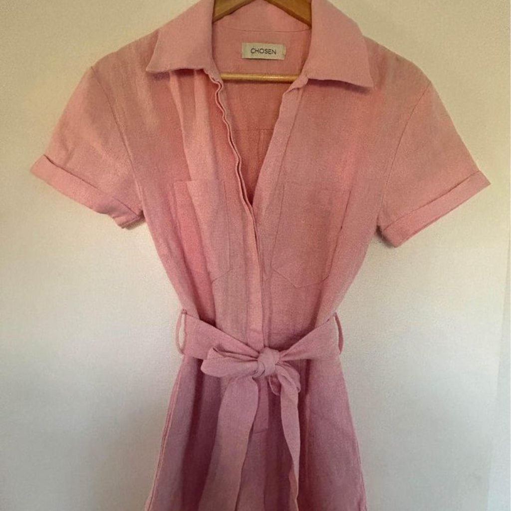 Chosen By Tuchusy Pink Linen Playsuit Size Xs